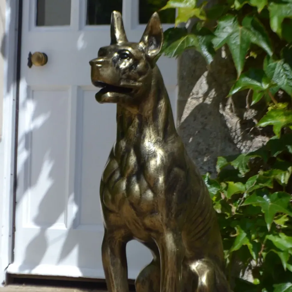 Bronson Great Dane Dog Bronze Metal Garden Statue