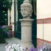 Buddha Head Stone Garden Ornament on Pedestal
