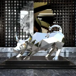 Bull 120cm Geometric Metal Garden Sculpture