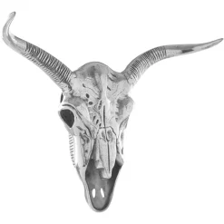 Bull Skull 61cm Silver Metal Wall Sculpture