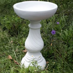 Buttermere Marble Resin Modern Garden Bird Bath