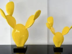 Cactus Bloom 41cm Yellow Resin Indoor Sculpture