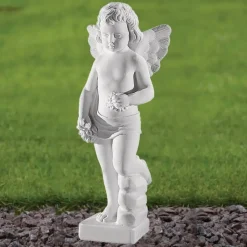Cherub 37cm Marble Resin Garden Statue