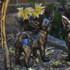 Chihuahua Dogs Bronze Metal Garden Ornaments