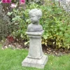 Classic Boy Bust on Pedestal Stone Garden Statue