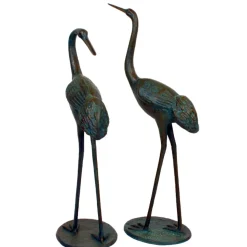 Classic Cranes Bronze Metal Garden Ornaments
