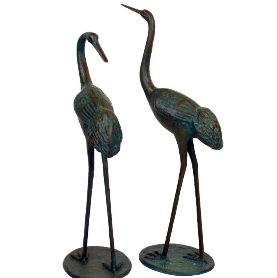 Classic Cranes Bronze Metal Garden Ornaments