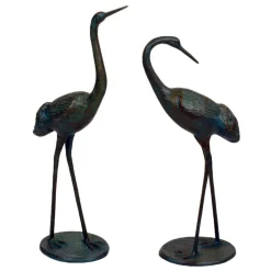 Classic Cranes Bronze Metal Garden Ornaments