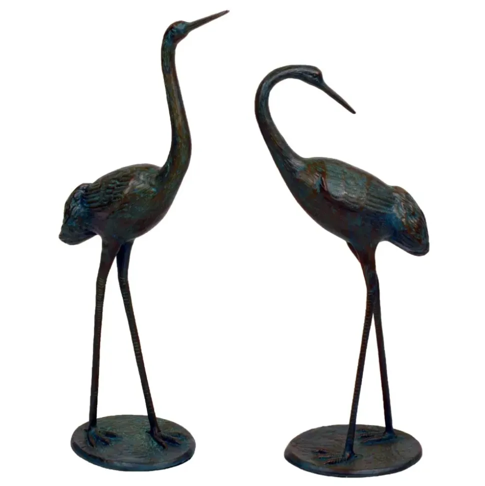 Classic Cranes Bronze Metal Garden Ornaments