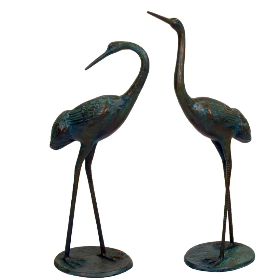 Classic Cranes Bronze Metal Garden Ornaments