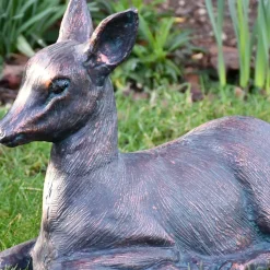 Classic Fawn 30cm Bronze Metal Garden Statue