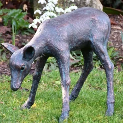 Classic Fawn 41cm Bronze Metal Garden Statue