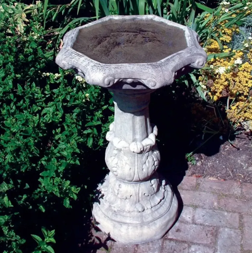 Classic Ornate Stone Garden Birdbath