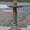 Classic Squirrel Stone Garden Birdbath