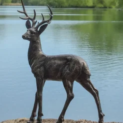 Classic Stag Deer 79cm Bronze Metal Garden Statue