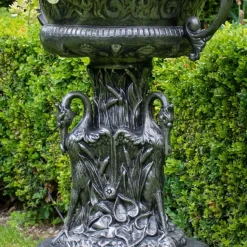 Classic Swan Urn Bronze Metal Garden Planter