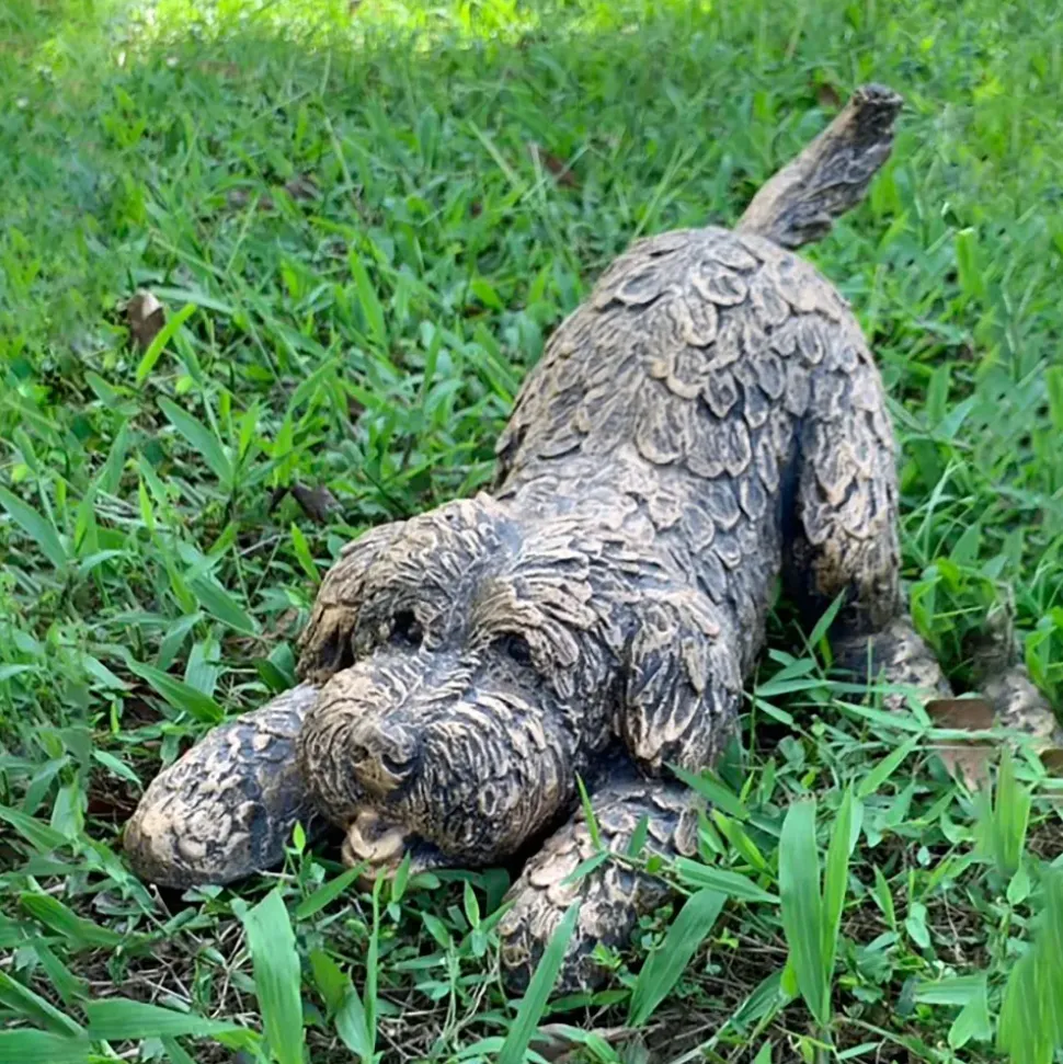 Cockapoo 29cm Bronze Resin Garden Ornament
