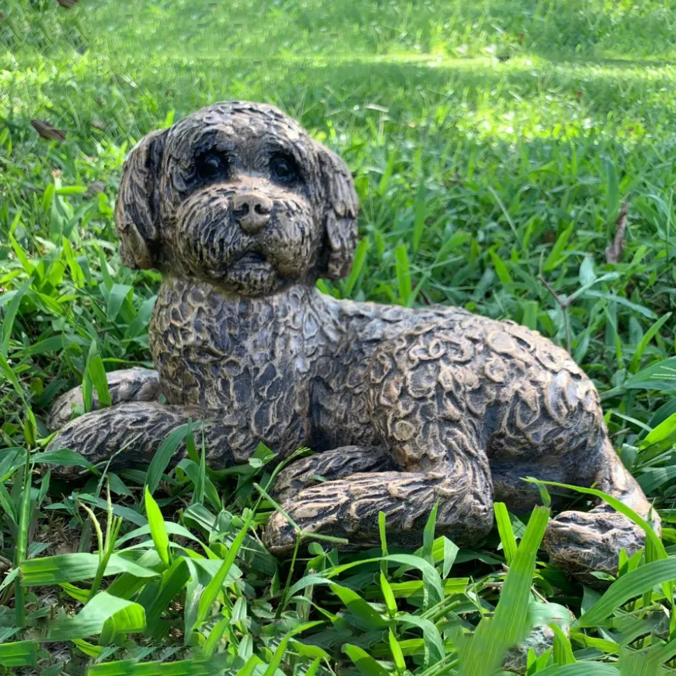 Cockapoo 25cm Bronze Resin Garden Ornament