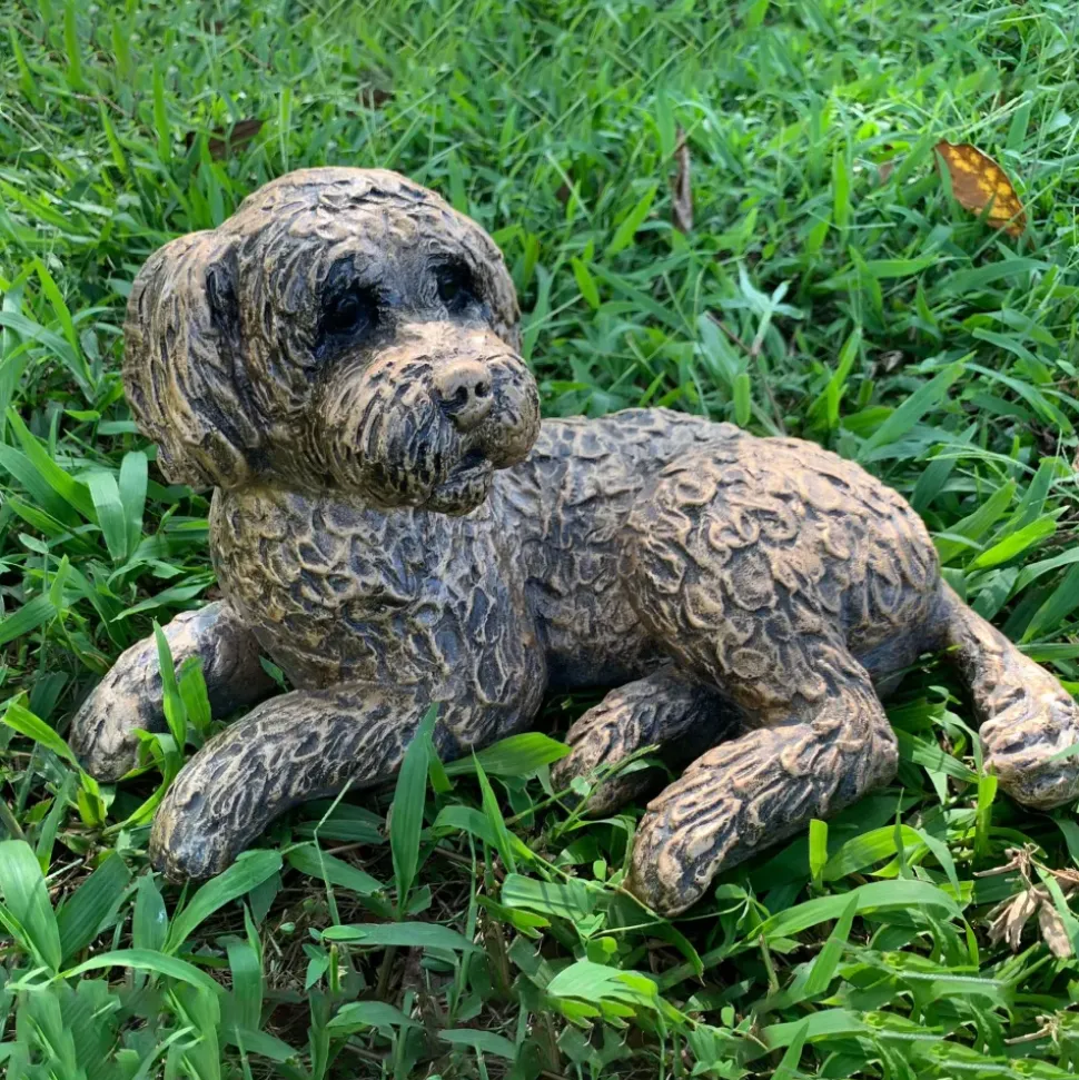 Cockapoo 25cm Bronze Resin Garden Ornament