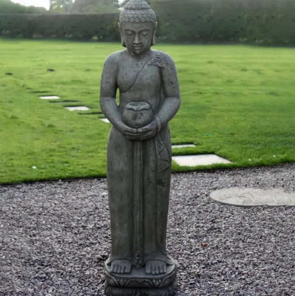 Contemplation Standing Buddha Stone Garden Statue