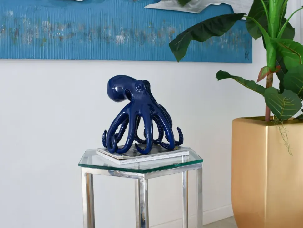 Cosmic Octopus 31cm Blue Resin Indoor Sculpture