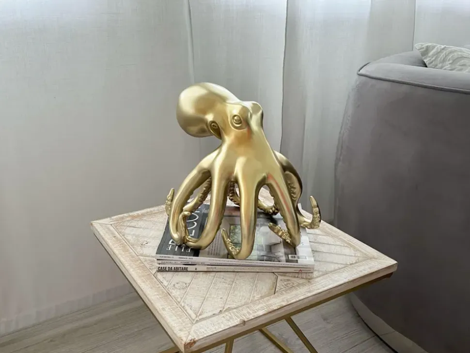 Cosmic Octopus 31cm Gold Resin Indoor Sculpture