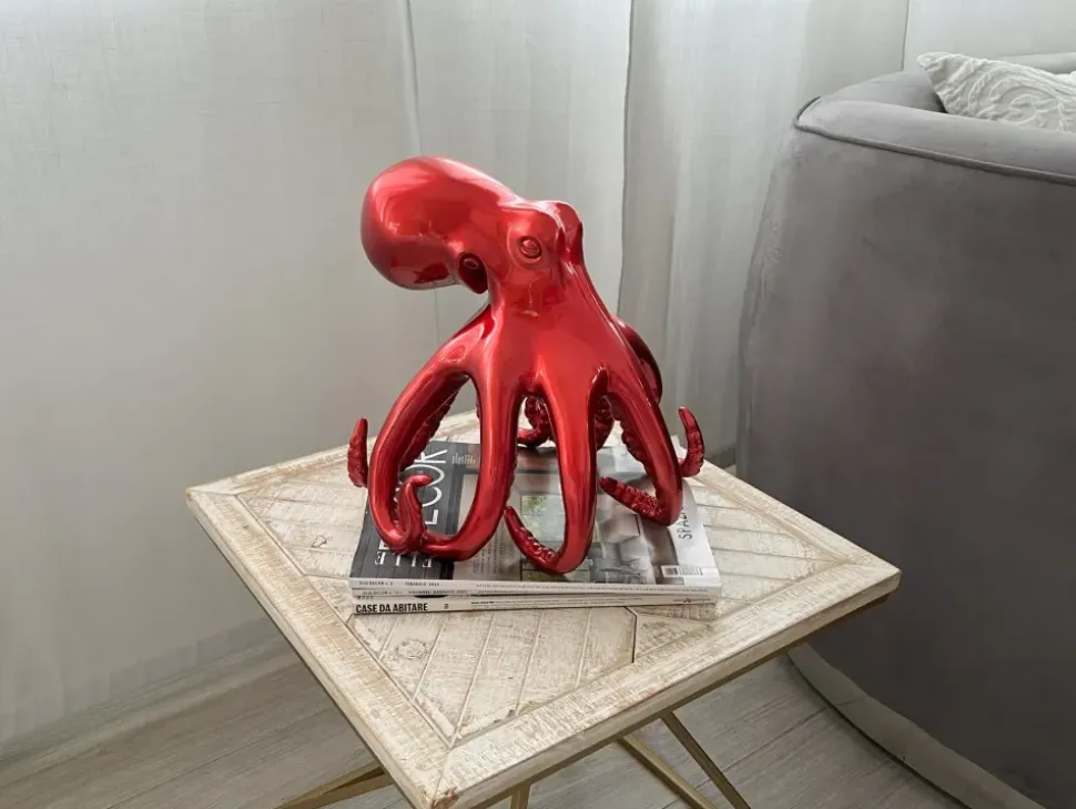 Cosmic Octopus 31cm Red Resin Indoor Sculpture