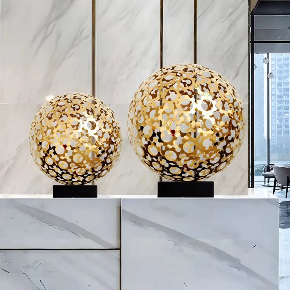 Cosmic Sphere 44cm Gold Metal Indoor Sculpture