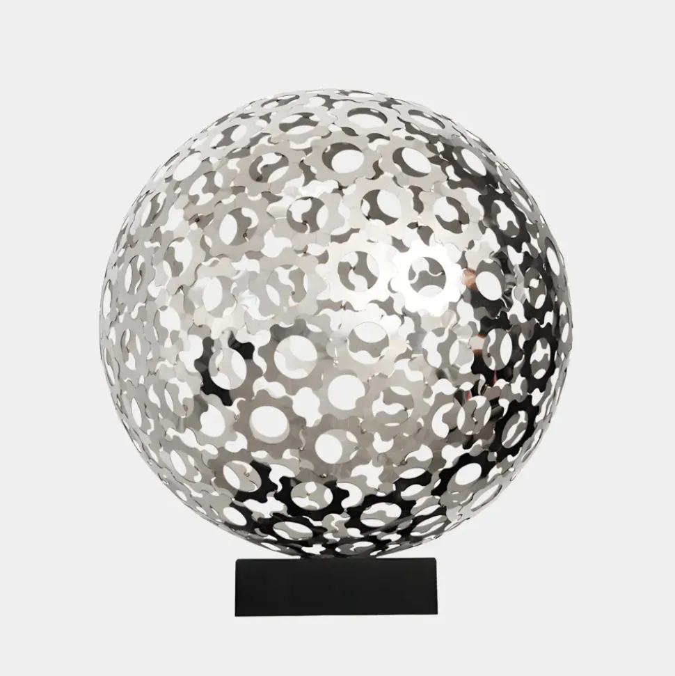 Cosmic Sphere 44cm Silver Metal Indoor Sculpture