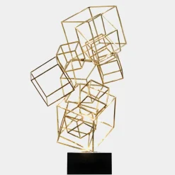Cube Fusion 85cm Gold Metal Indoor Sculpture