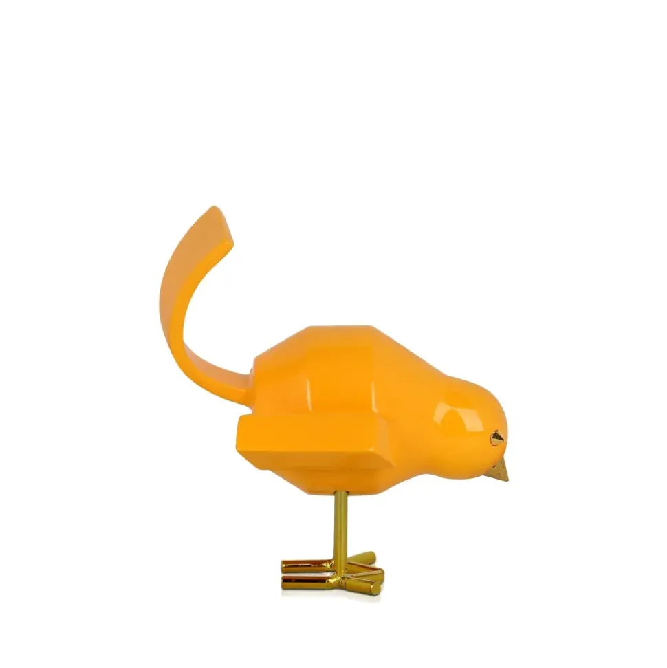 Cubic Bird 14cm Caio Yellow Resin Indoor Sculpture