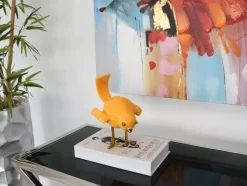 Cubic Bird 22cm Caio Yellow Resin Indoor Sculpture