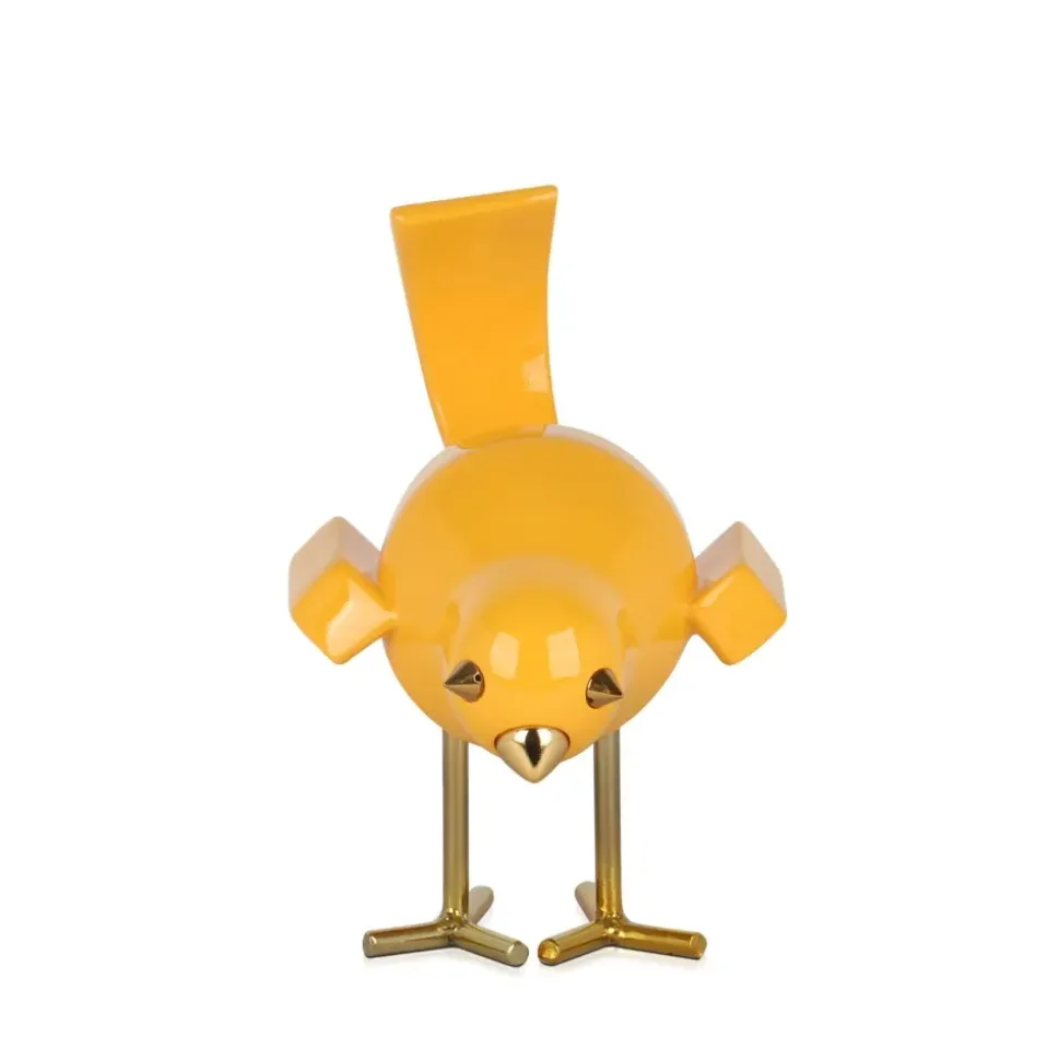 Cubic Bird 22cm Caio Yellow Resin Indoor Sculpture