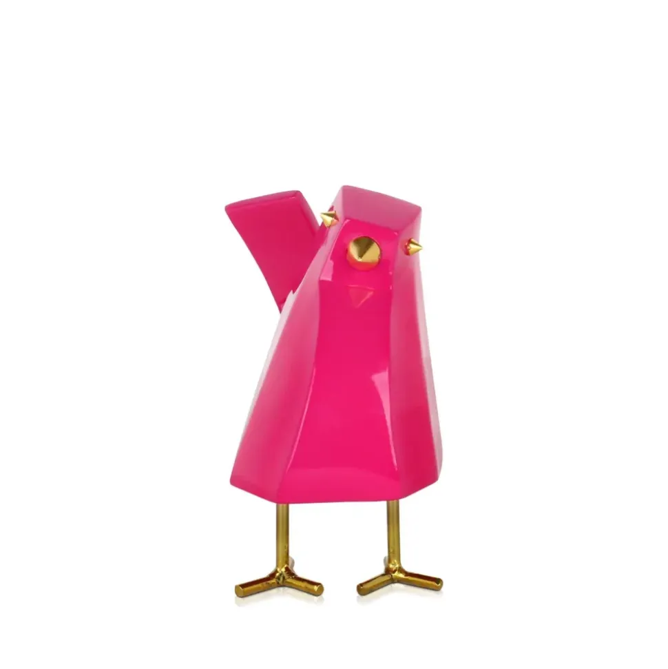 Cubic Bird 14cm Magenta Resin Indoor Sculpture