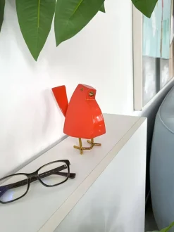Cubic Bird 14cm Orange Resin Indoor Sculpture