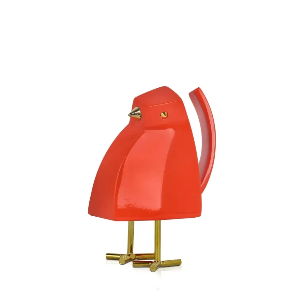 Cubic Bird 14cm Orange Resin Indoor Sculpture