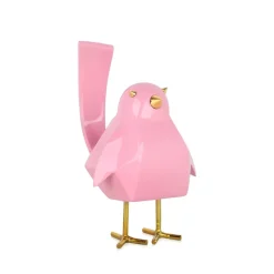 Cubic Bird 18cm Pink Resin Indoor Sculpture