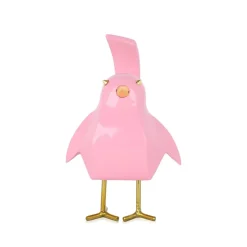 Cubic Bird 18cm Pink Resin Indoor Sculpture