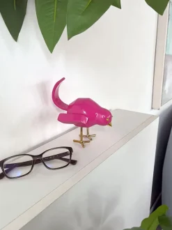 Cubic Bird 14cm Rosa Pink Resin Indoor Sculpture