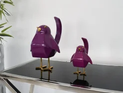 Cubic Bird 30cm Violet Resin Indoor Sculpture