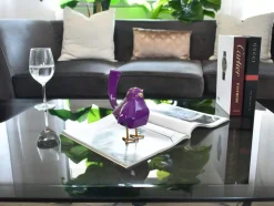 Cubic Bird 18cm Violet Resin Indoor Sculpture