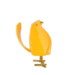 Cubic Bird 14cm Yellow Resin Indoor Sculpture