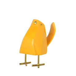 Cubic Bird 14cm Yellow Resin Indoor Sculpture