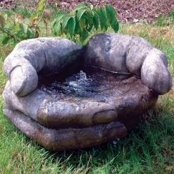 Cupped Hands Stone Fountain Water Feature