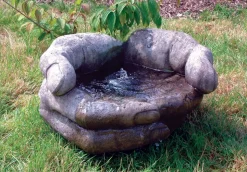 Cupped Hands Stone Fountain Water Feature