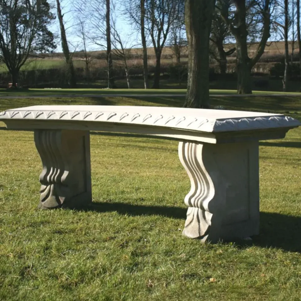 Curved Ivy Stone Garden Bench