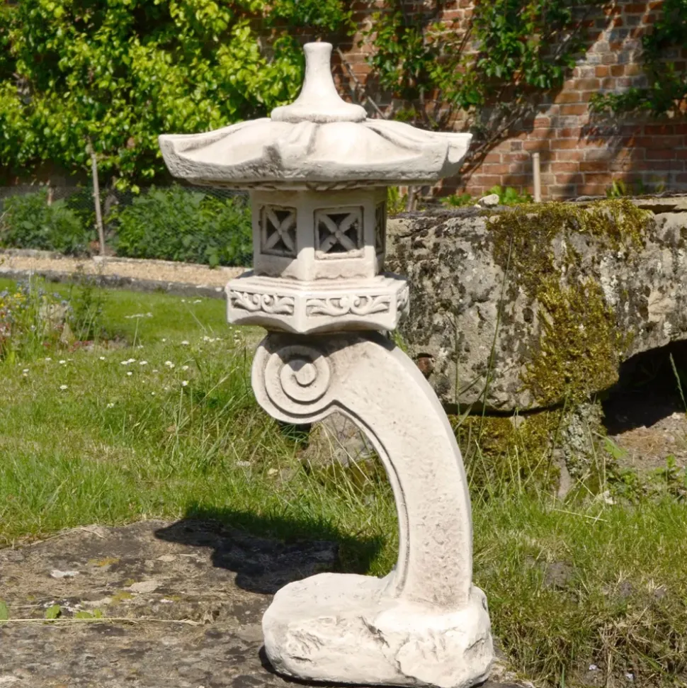 Curved Japanese Pagoda Antique Stone Garden Ornament