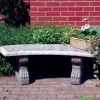 Curved Pattern Top Stone Garden Bench