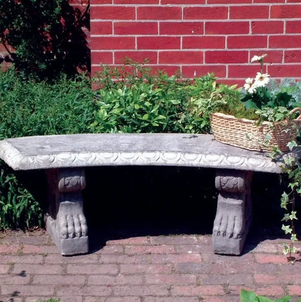 Curved Pattern Top Stone Garden Bench