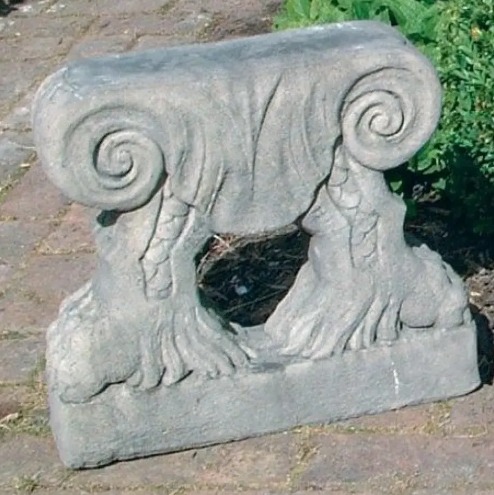 Curved Pattern Top Stone Garden Bench